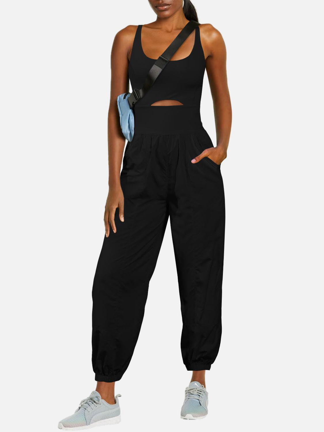 Cutout Scoop Neck Wide Strap Jumpsuit  Trendsi   