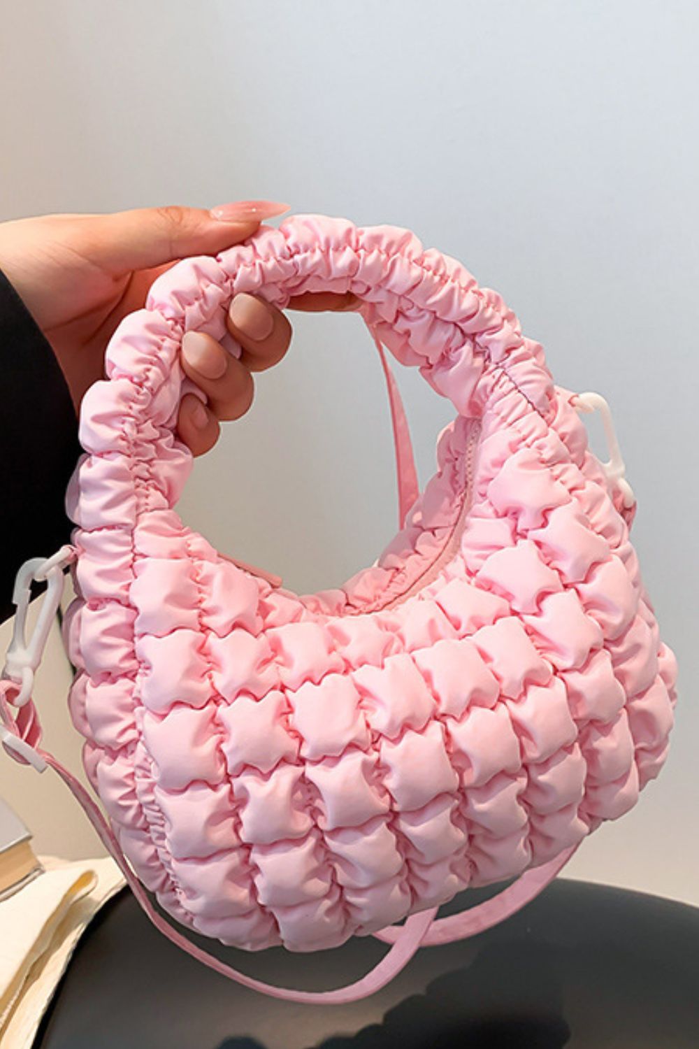 Quilted Puffy Removable Strap Crossbody Bag Bag Trendsi   