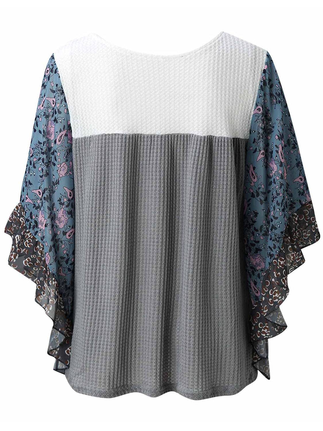 Full Size Printed Round Neck Three-Quarter Sleeve Blouse  Trendsi   