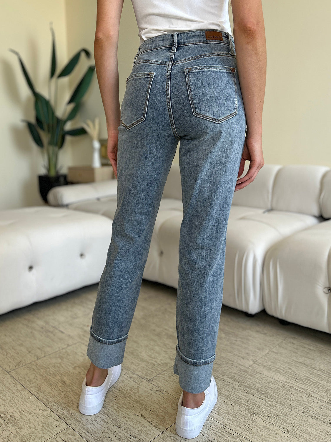 Judy Blue Full Size High Waist Cuff Hem Jeans  Trendsi   