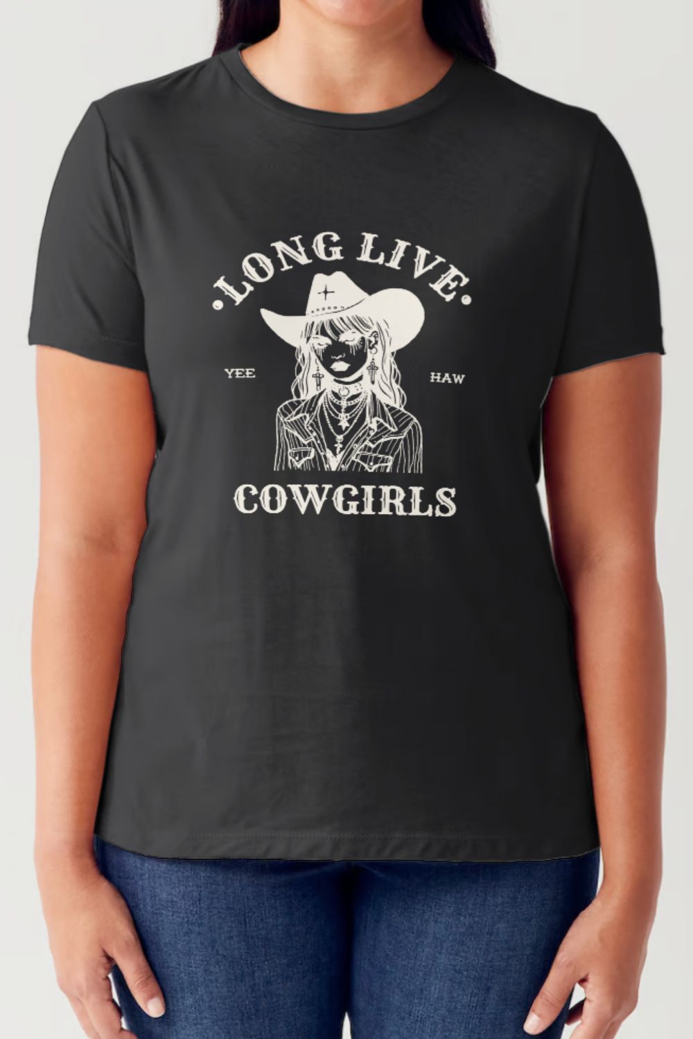 Simply Love Full Size LONG LIVE COWGIRLS Short Sleeve Tubular T-Shirt T-Shirt Trendsi Black S 