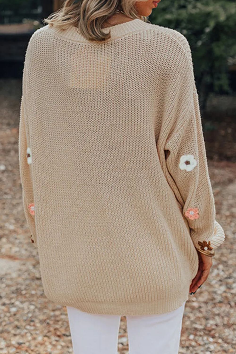 Flower Round Neck Long Sleeve Sweater  Trendsi   