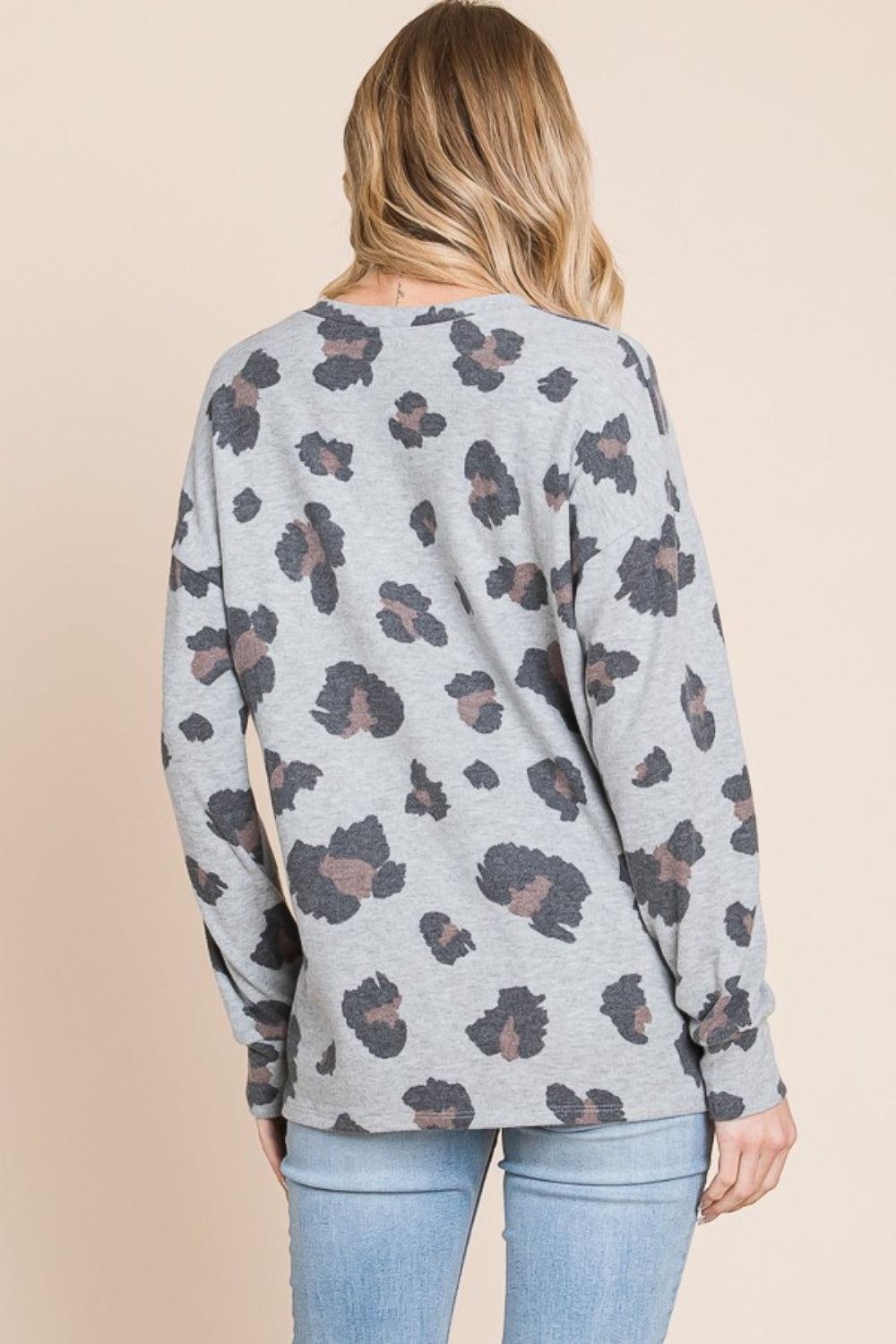 BOMBOM Leopard Drop Shoulder T-Shirt  Trendsi   