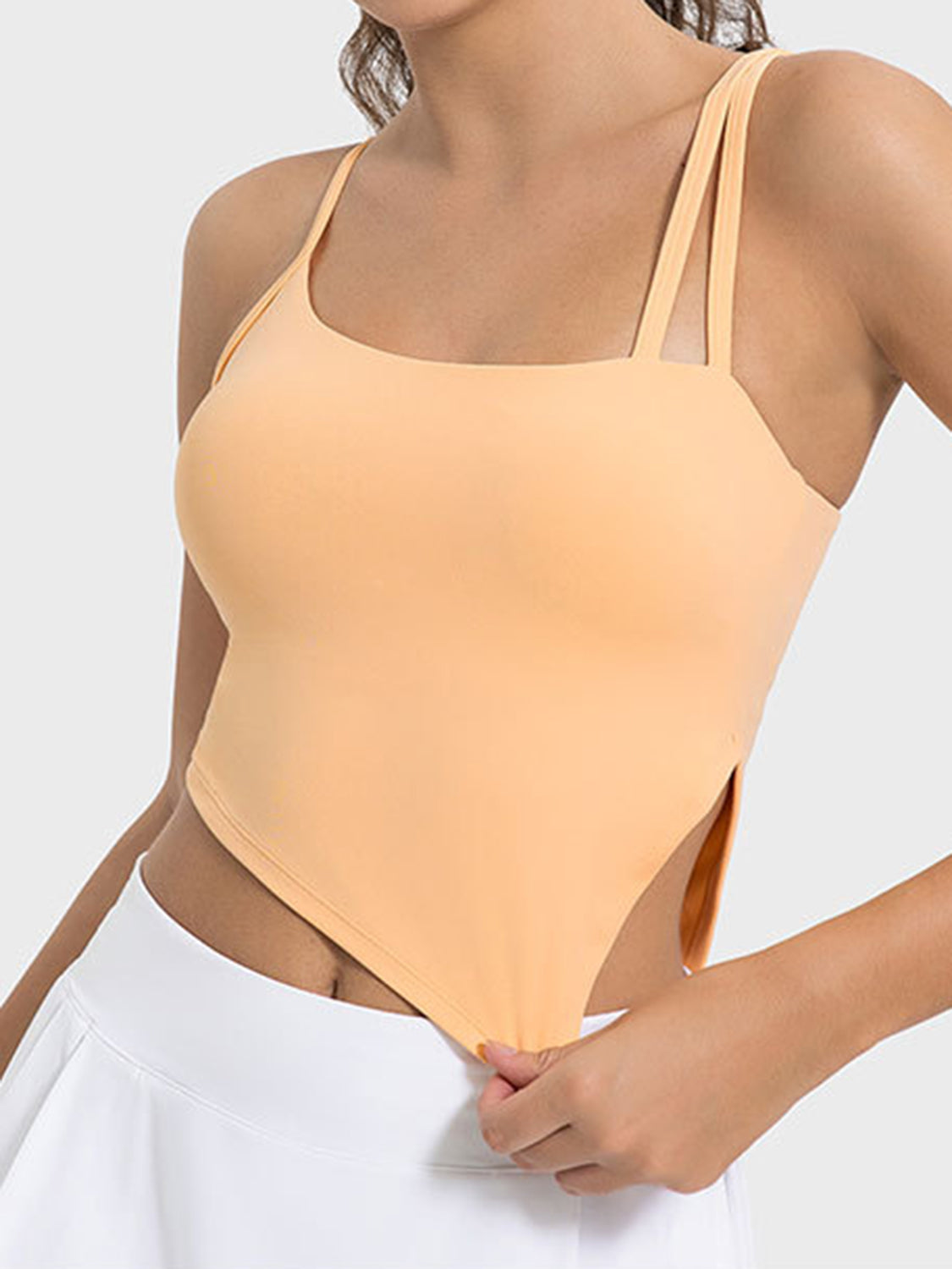 Millennia Slit Asymmetrical Neck Active Cami  Trendsi   