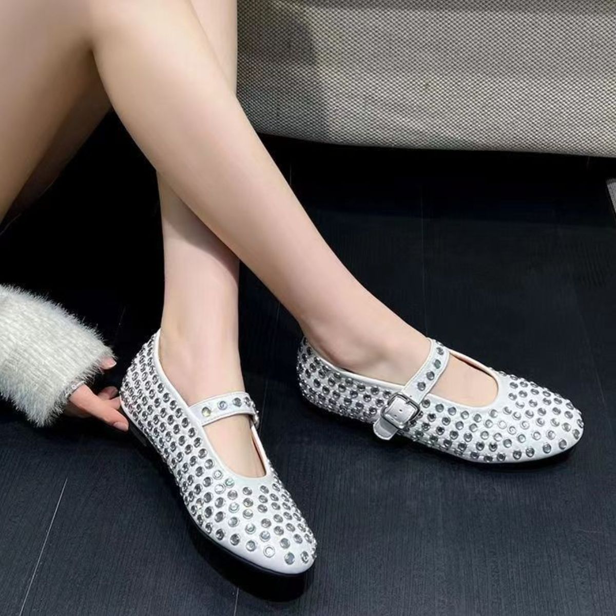 PU Leather Studded Flat Loafers  Trendsi   