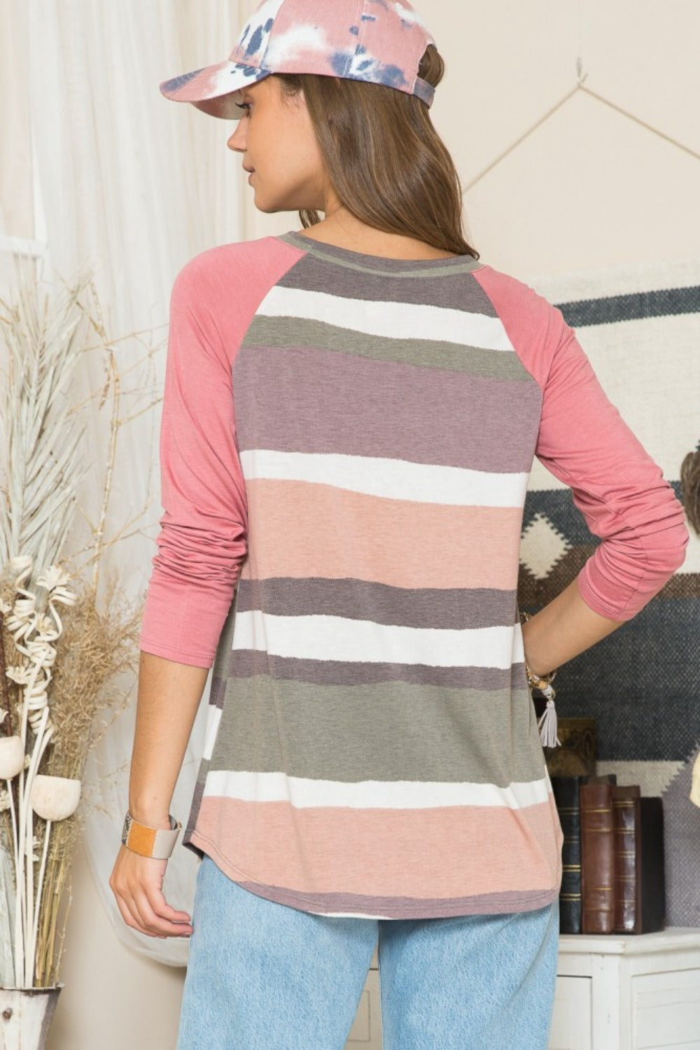 Celeste Full Size Striped Contrast Long Sleeve T-Shirt  Trendsi   