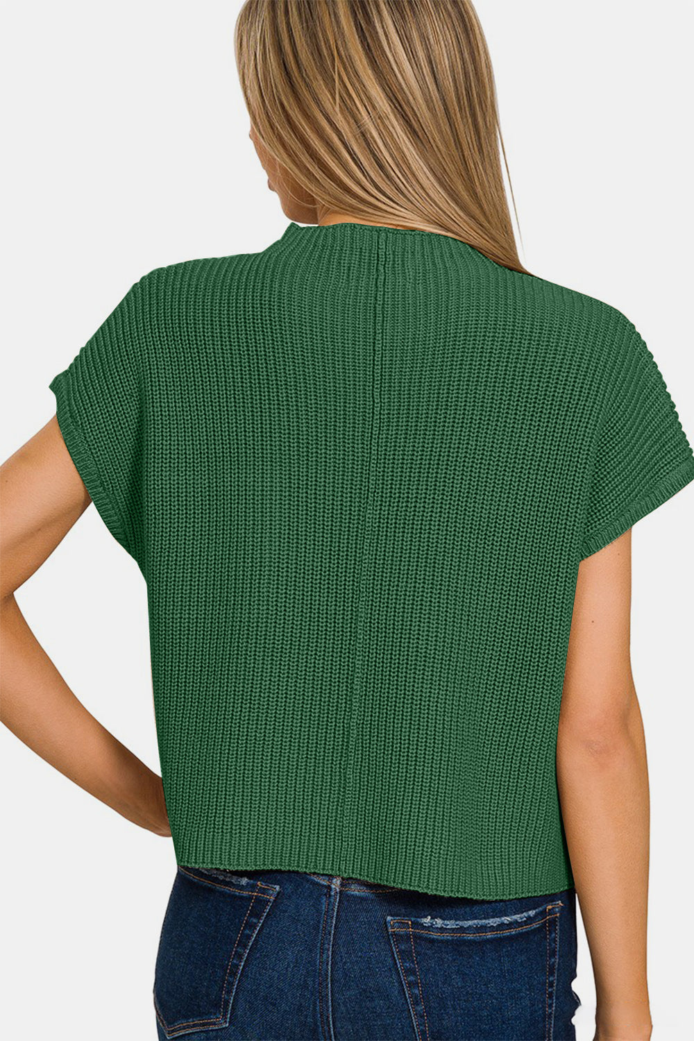 Zenana Mock Neck Short Sleeve Cropped Sweater  Trendsi   