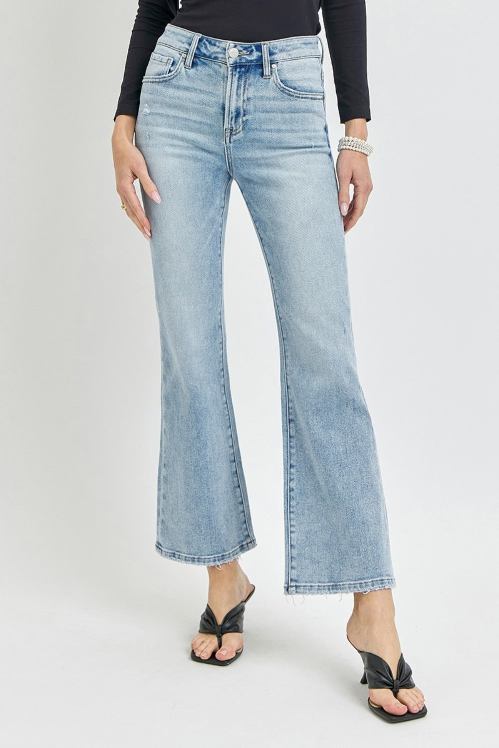 RISEN Full Size High Rise Ankle Flare Jeans Luxe Trendsi Light 0(24) 