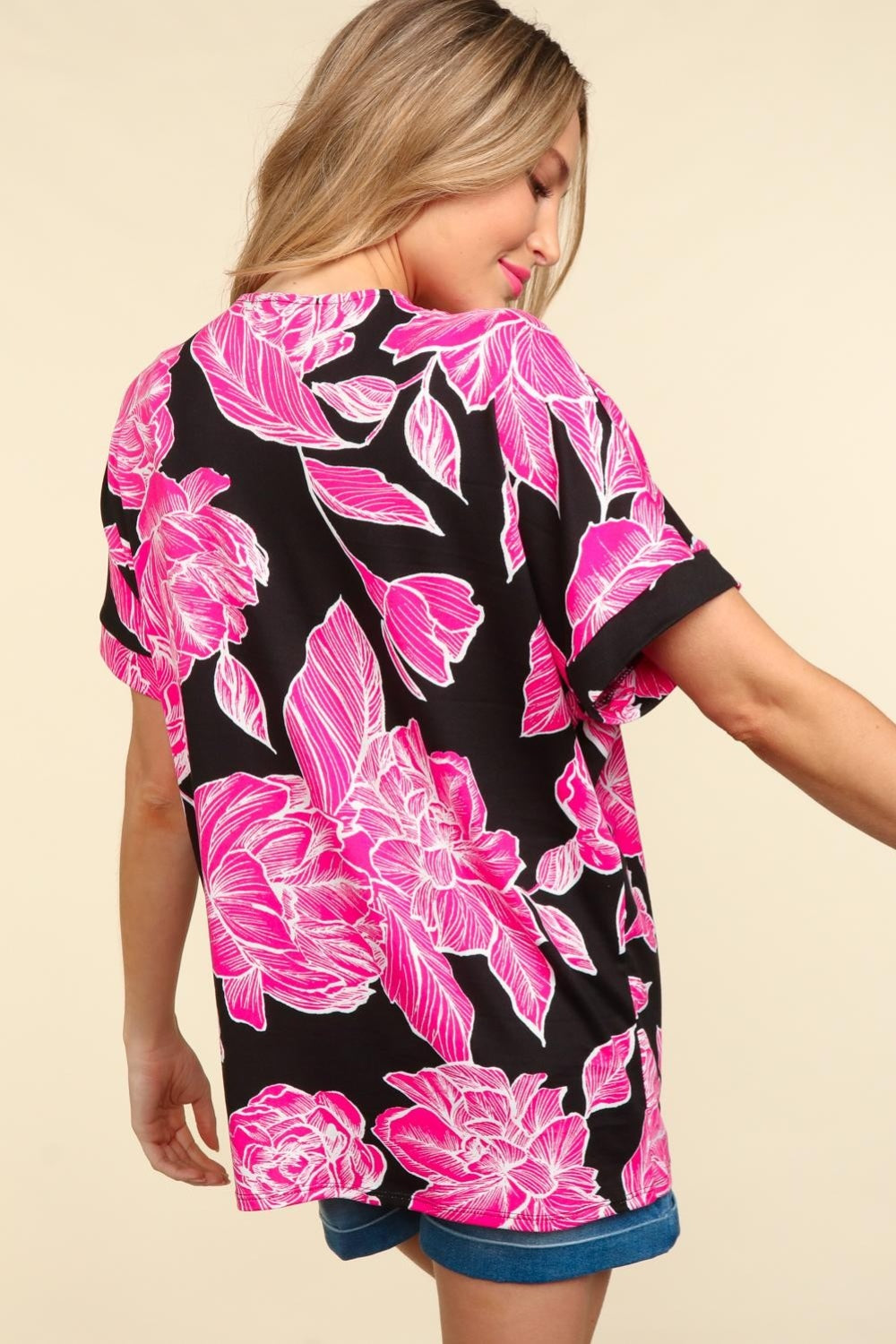 Haptics Floral Drop Shoulder T-Shirt  Trendsi   