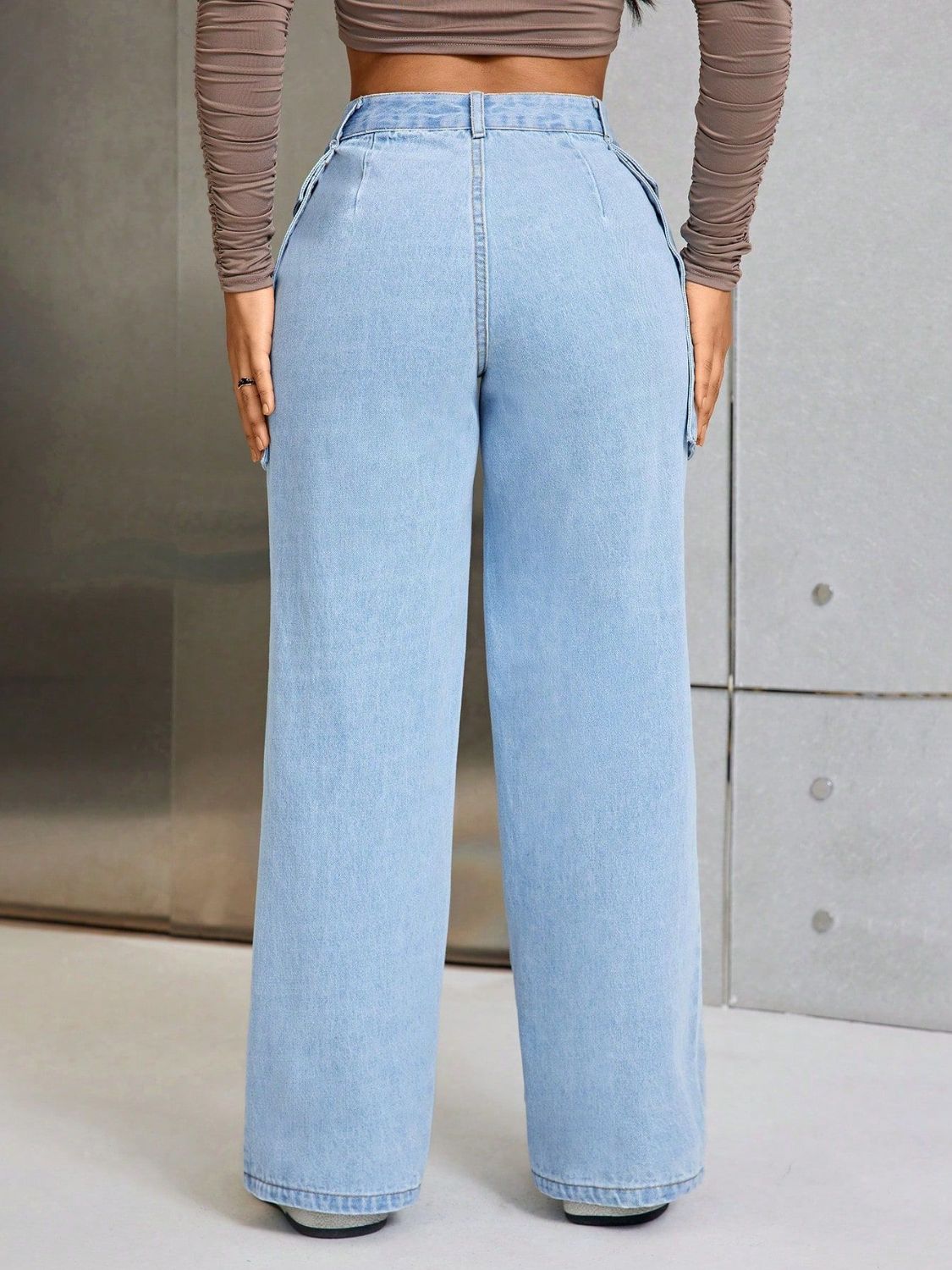 Wide Leg Jeans with Pockets  Trendsi   