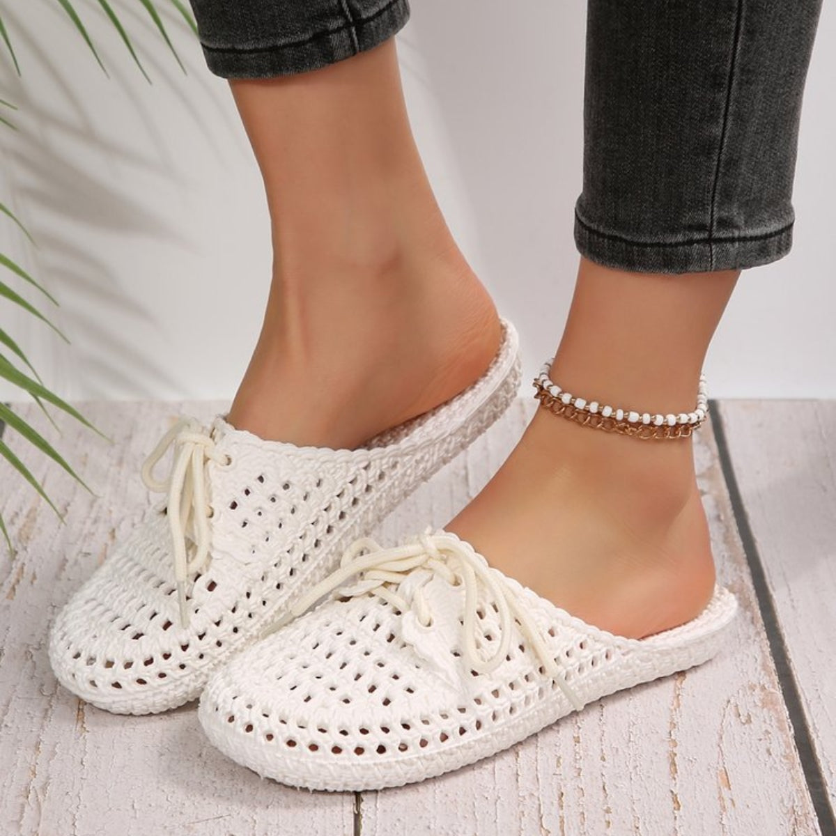 Lace-Up Flat Sandals  Trendsi   