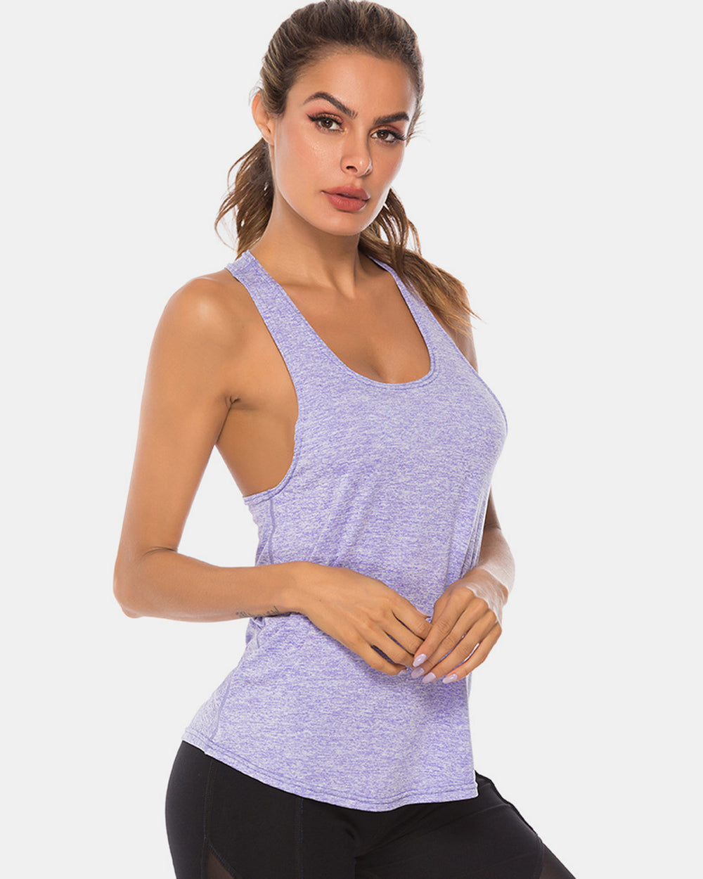 Full Size Scoop Neck Wide Strap Active Tank