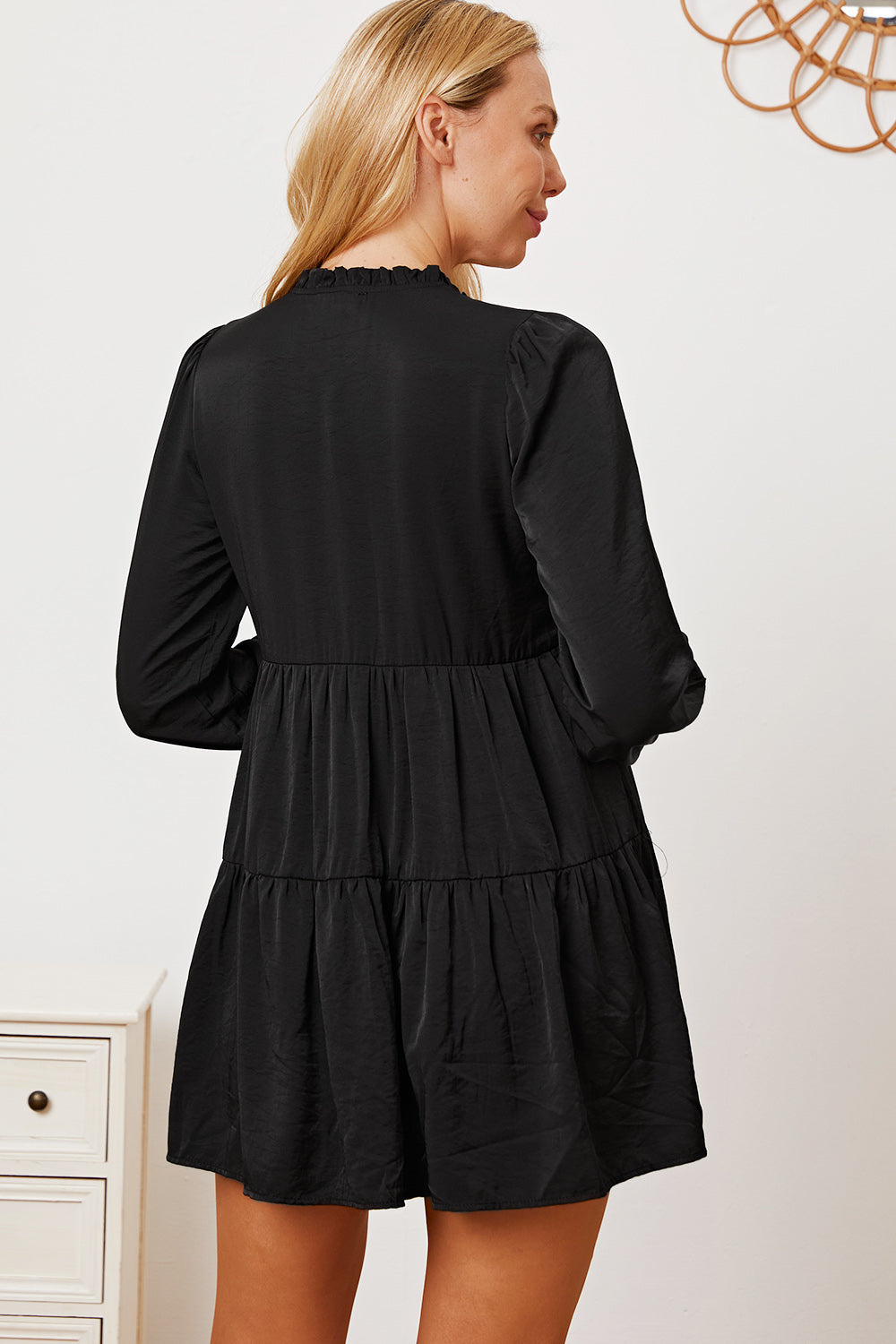 Ruffled Button Up Long Sleeve Tiered Shirt  Trendsi   