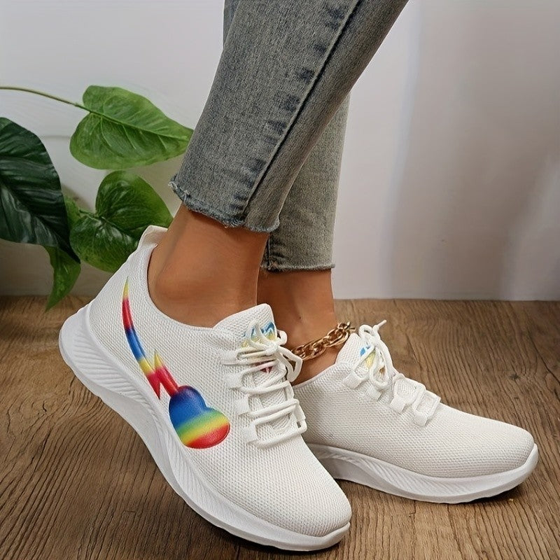 Mesh Lace-Up Sneakers  Trendsi White 36(US5) 