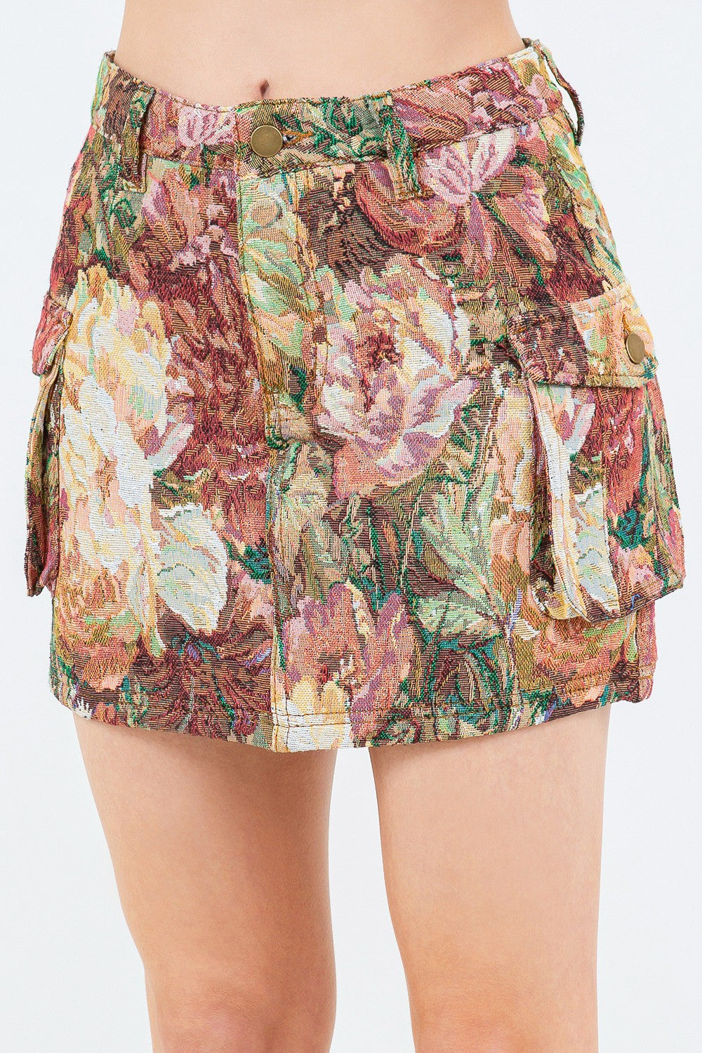 American Bazi Jacquard Weave Cargo Pocket Skirt  Trendsi   