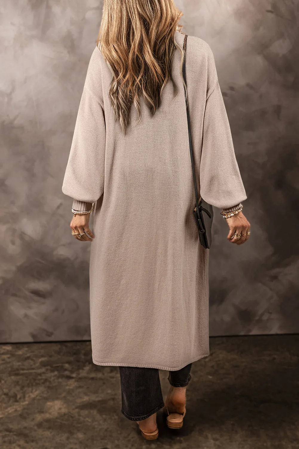 Pocketed Open Front Long Sleeve Cardigan  Trendsi   