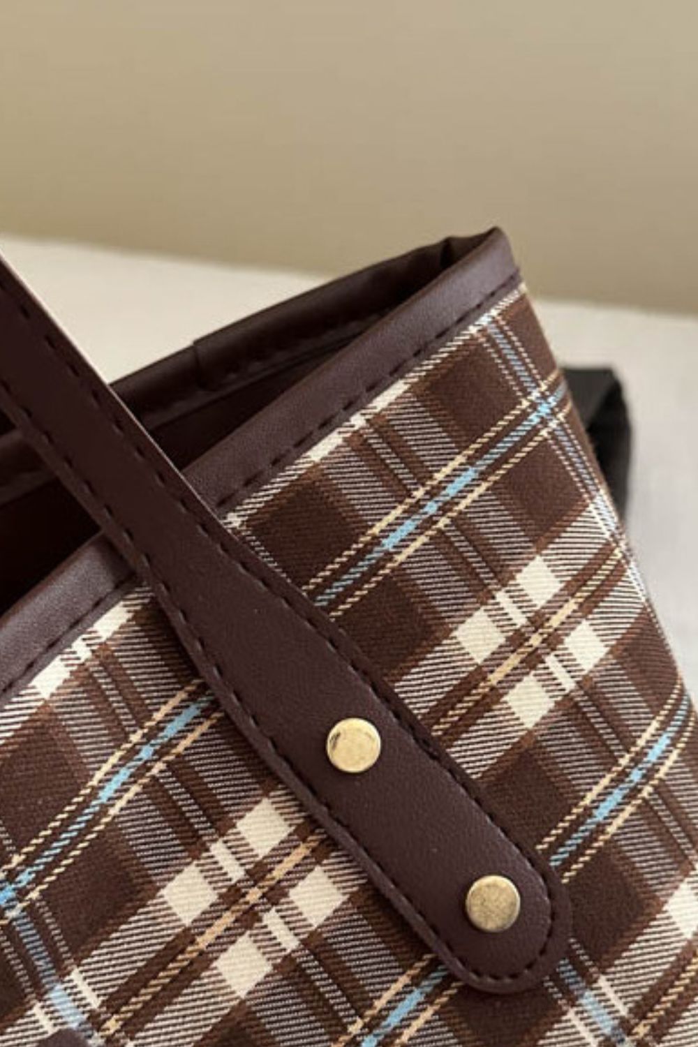 Plaid PU Leather Tote Bag  Trendsi   