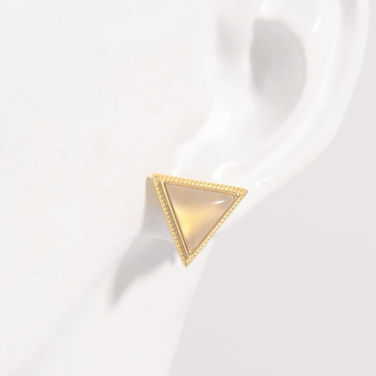 925 Sterling Silver Zircon Triangle Stud Earrings  Trendsi Gold One Size 