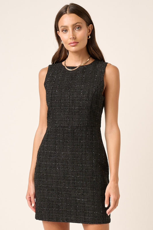 Mittoshop Tweed Sleeveless Mini Dress  Trendsi Black S 