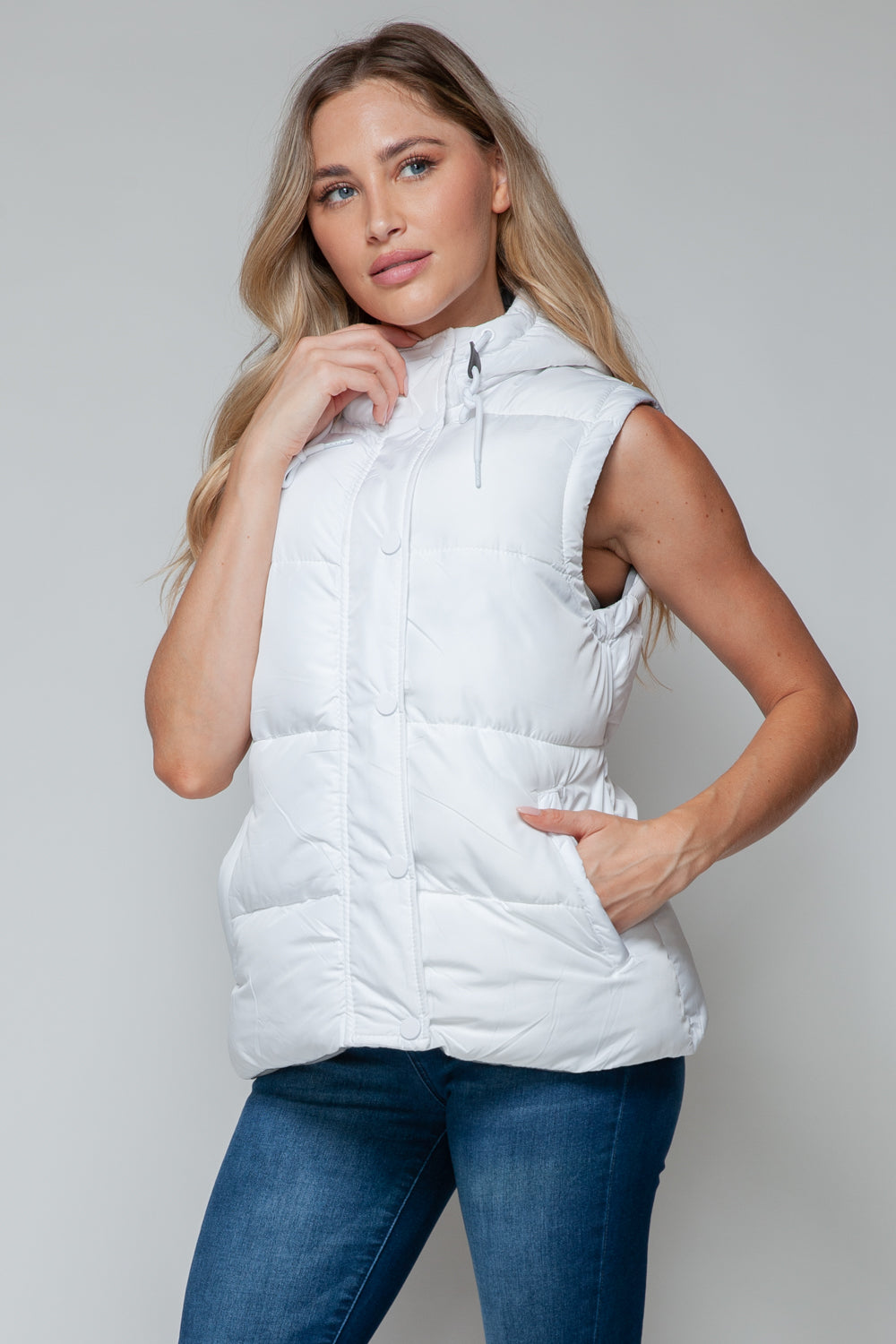 Snobbish Snap and Zip Closure Hooded Vest  Trendsi   