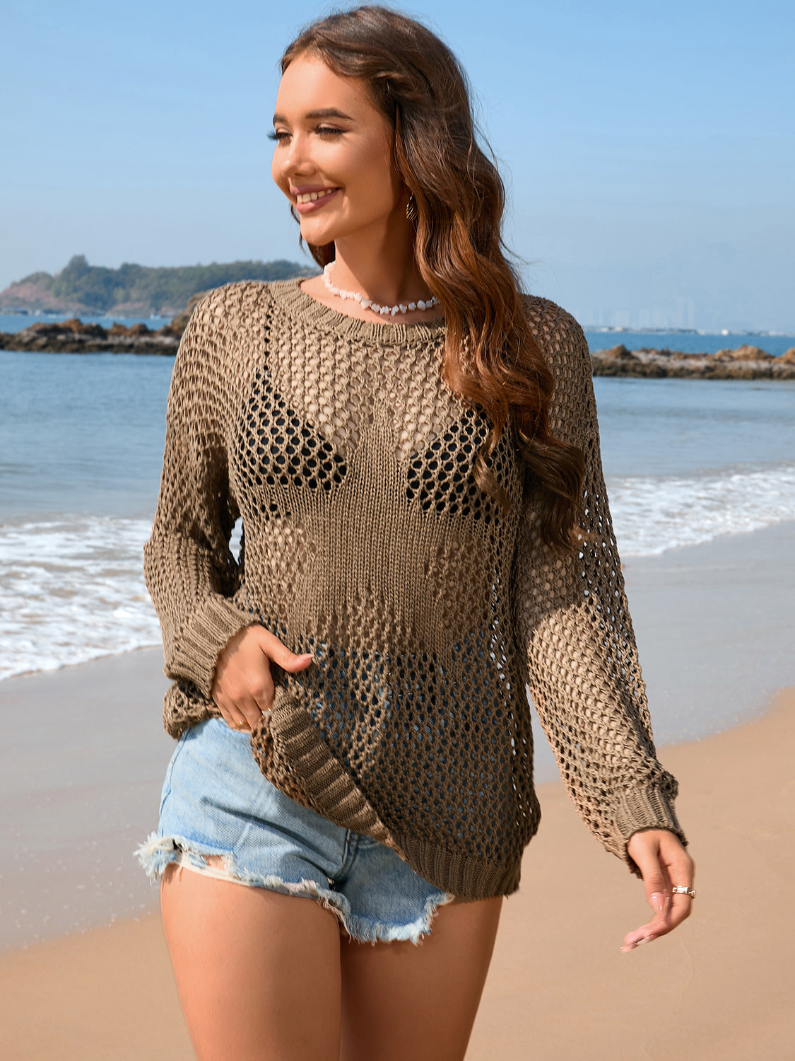 Openwork Dropped Shoulder Cover Up  Trendsi   