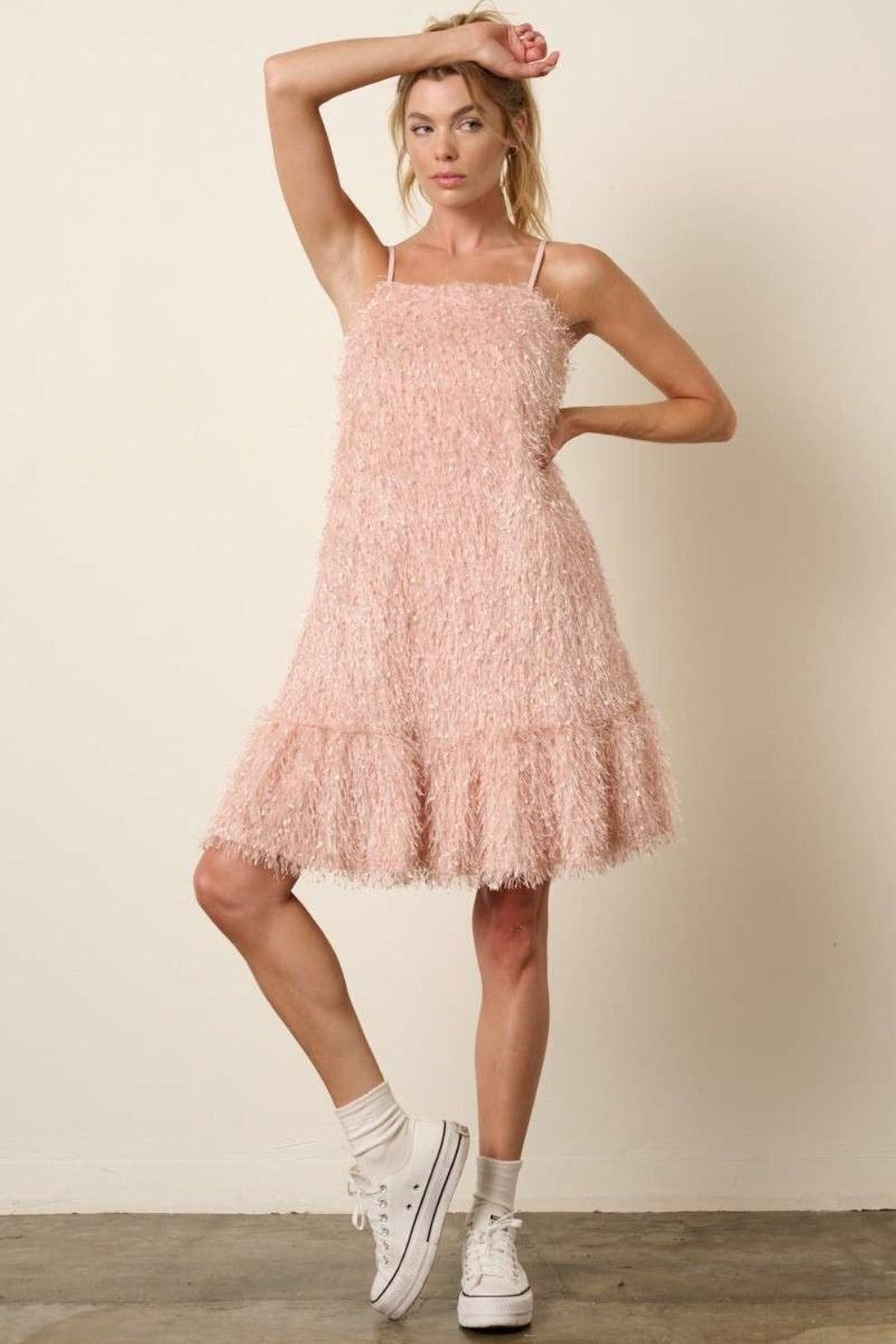 Mittoshop Feather Ruffle Hem Mini Cami Dress  Trendsi   