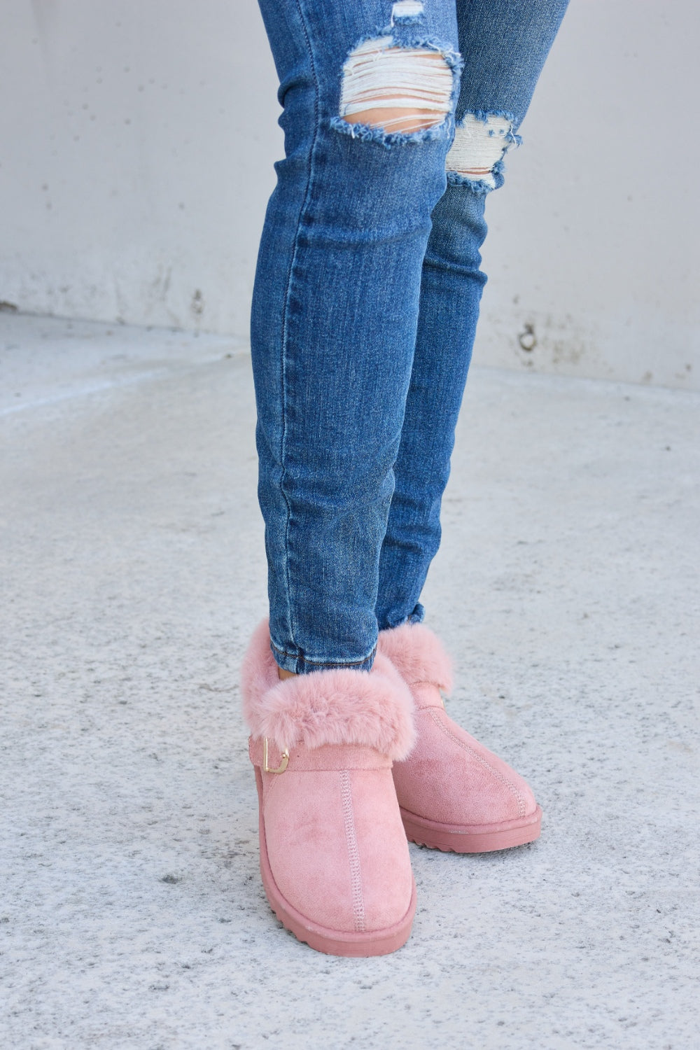 Forever Link Furry Chunky Thermal Ankle Boots  Trendsi PINK 6 