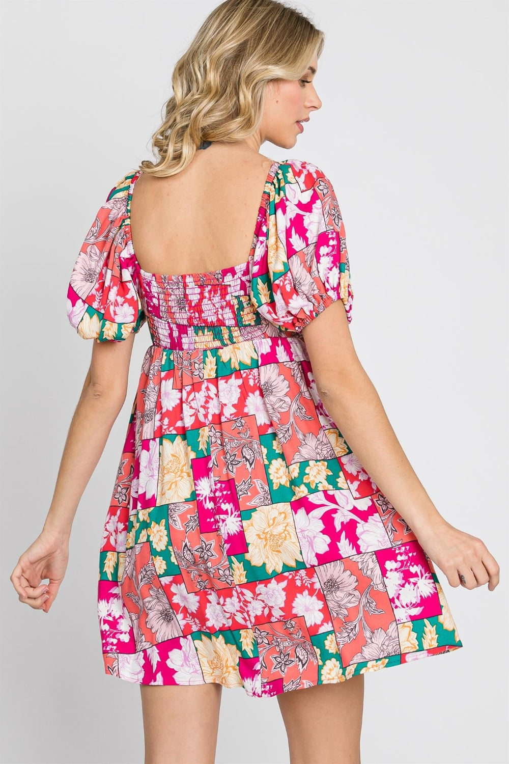 GeeGee Floral Ruff Sleeve Mini Dress  Trendsi   