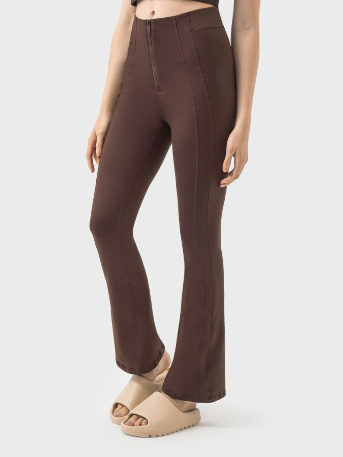 Millennia Zipper Detail High Waist Active Pants  Trendsi   