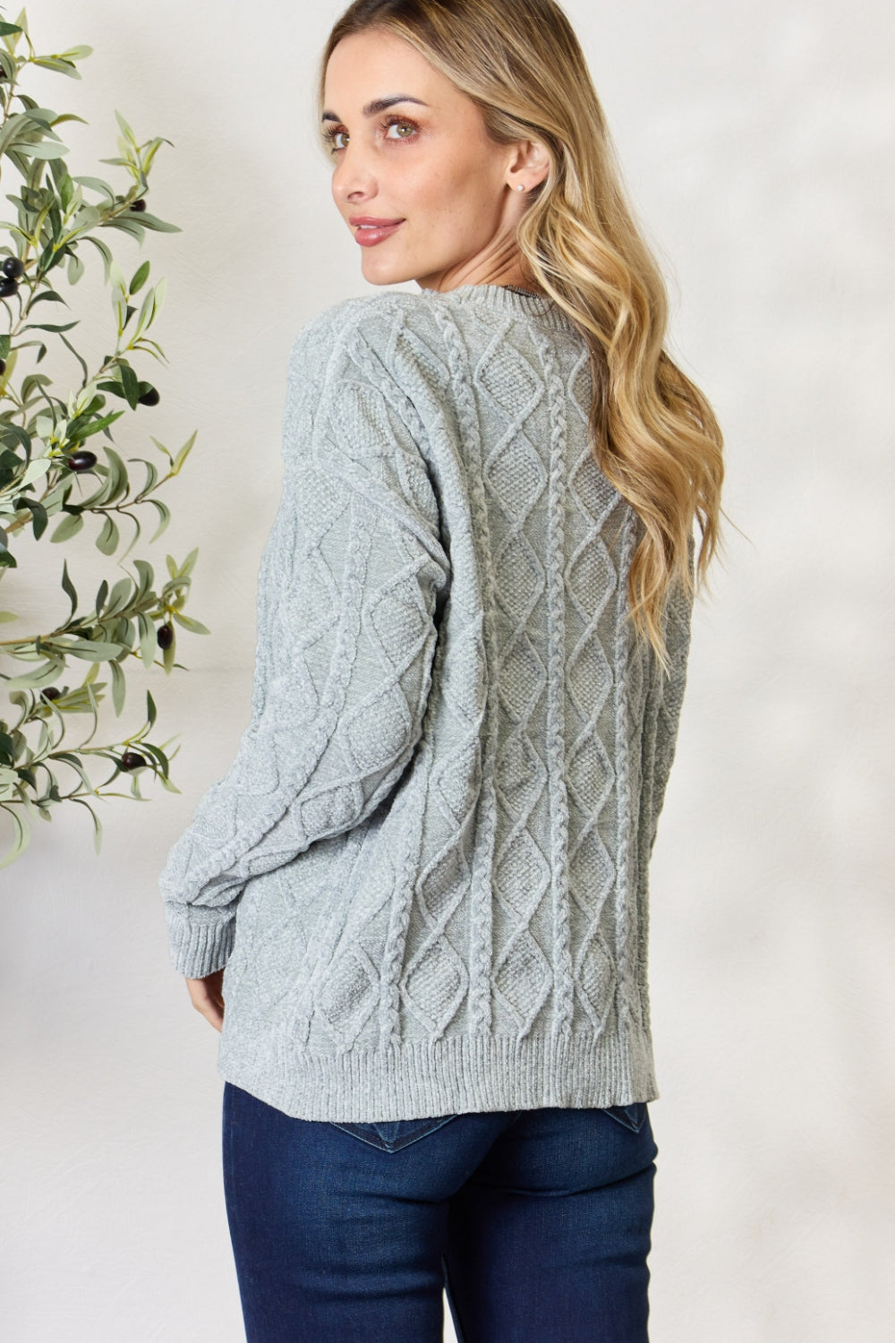 BiBi Cable Knit Round Neck Sweater Sale Trendsi   