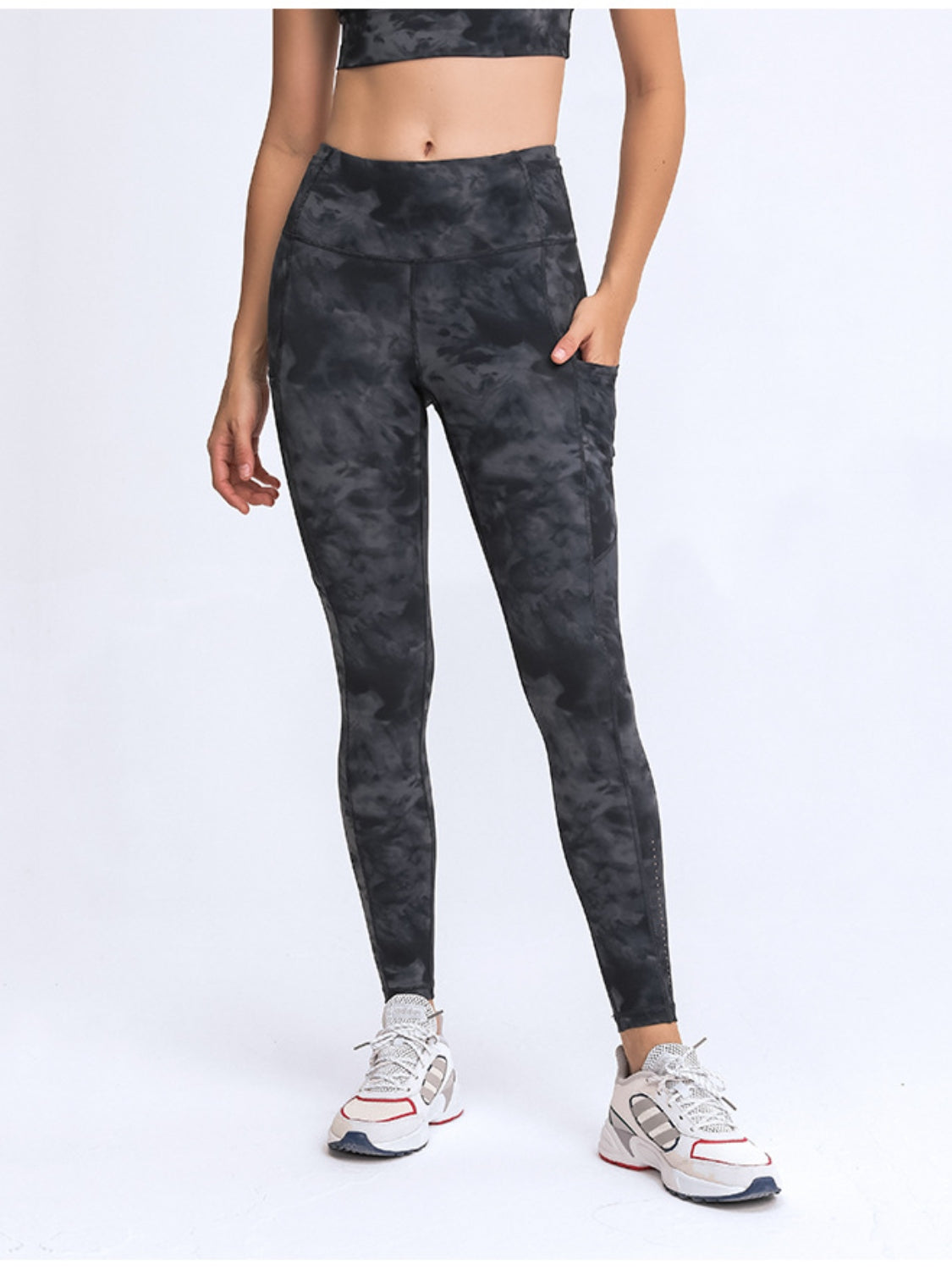 Millennia Wide Waistband Leggings with Pockets  Trendsi Black 4 