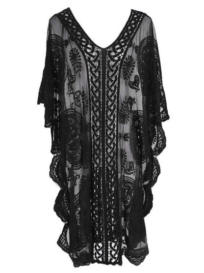 Lace V-Neck Half Sleeve Cover-Up  Trendsi   