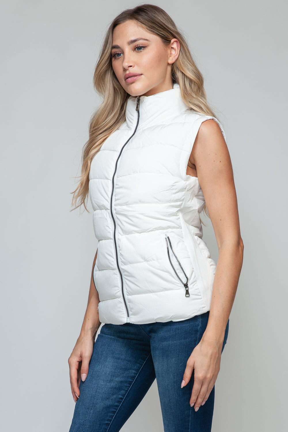 Snobbish Zip Up Turtleneck Vest with Pockets  Trendsi   