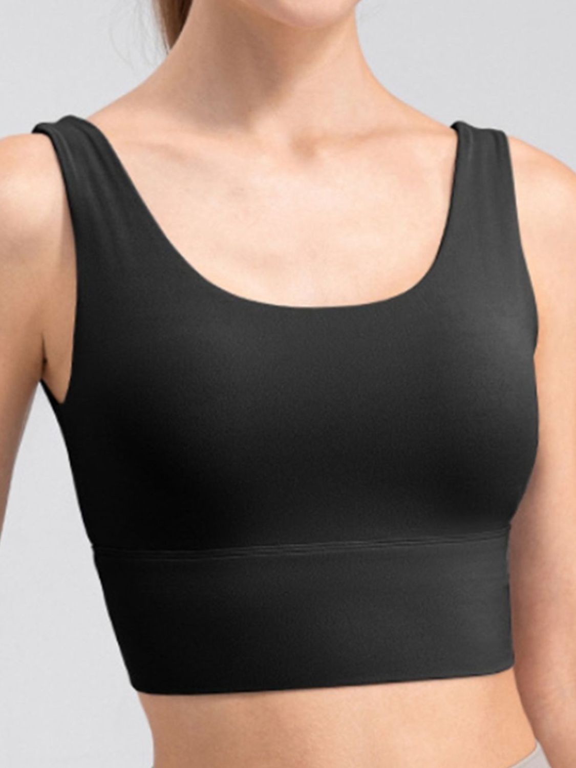 Scoop Neck Wide Strap Active Tank  Trendsi   