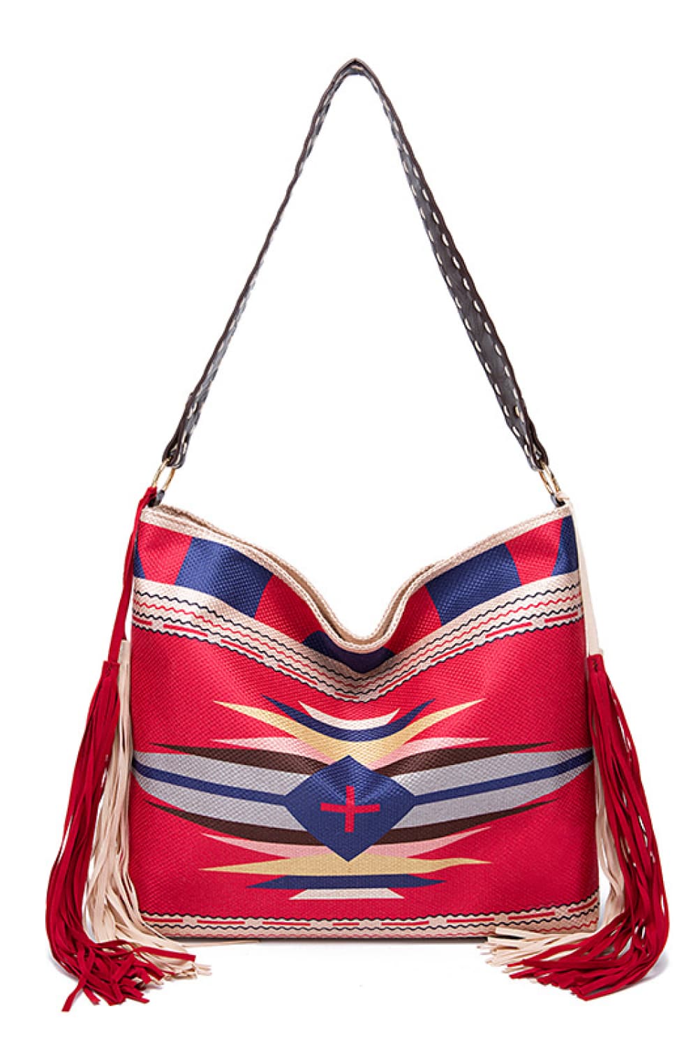 Geometric Canvas Tote Bag  Trendsi Red One Size 