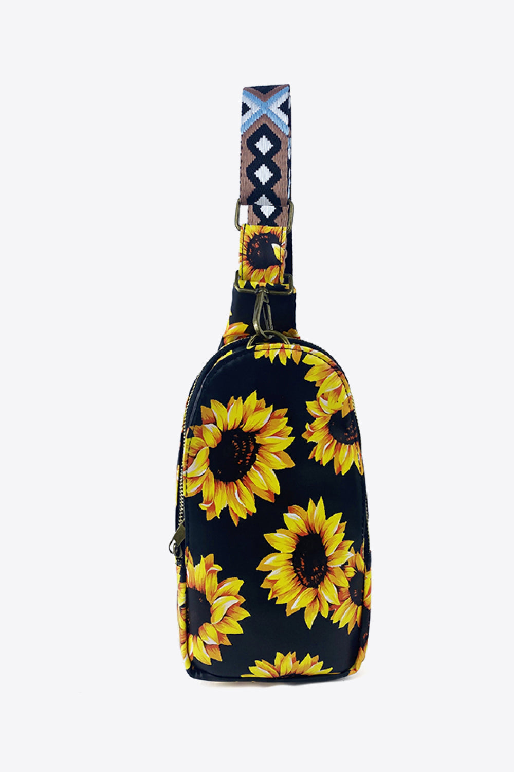 Printed PU Leather Sling Bag  Trendsi Black/Sunflower One Size 