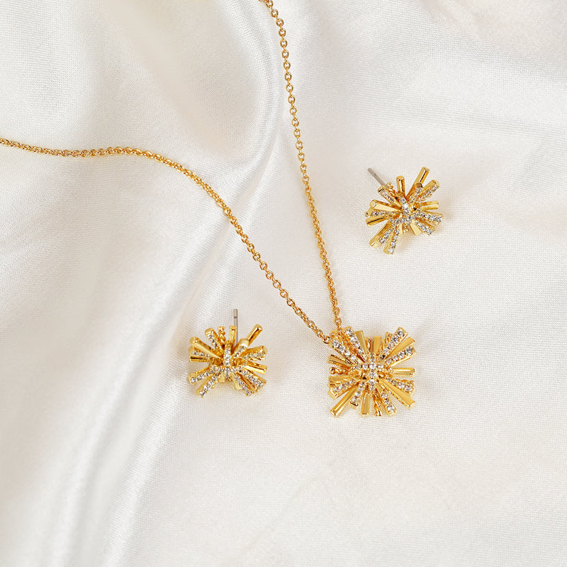 Starburst Gold-Plated Earrings and Necklace Set  Trendsi   