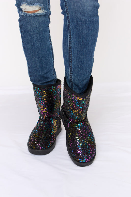 Forever Link Sequin Thermal Flat Boots  Trendsi MULT/BK 6 