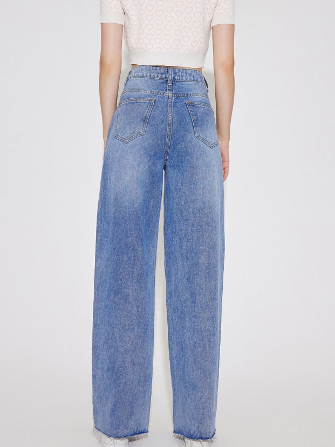 High Waist Straight Leg Jeans with Pockets  Trendsi   