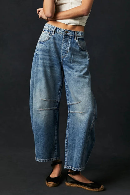 Wide Leg Jeans with Pockets  Trendsi Dusty Blue S 