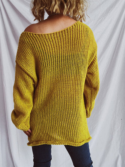 Boat Neck Dropped Shoulder Sweater  Trendsi   