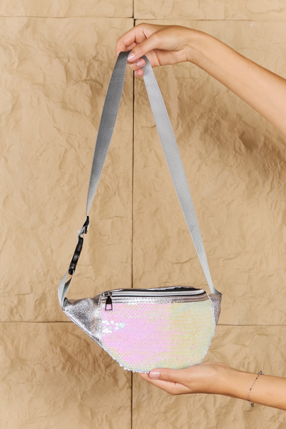 Fame Festival Baby Sequin Front Single Zipper Fanny Pack  Trendsi   