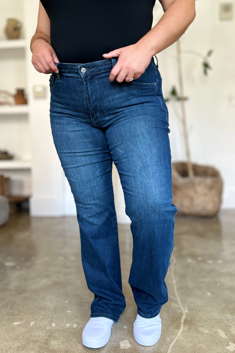 Judy Blue Full Size Tummy Control Straight Jeans  Trendsi   