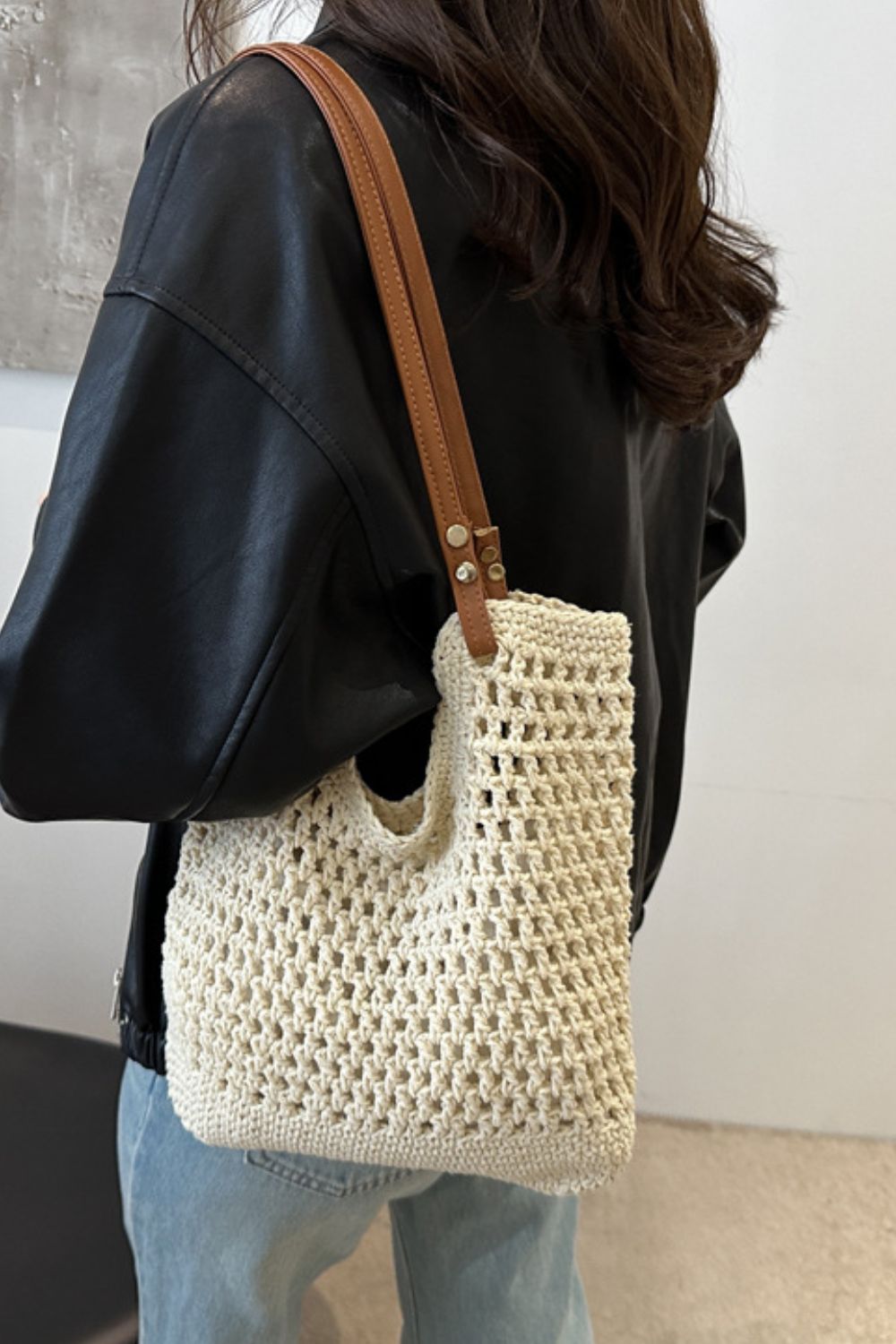 Openwork Woven Tote Bag  Trendsi   