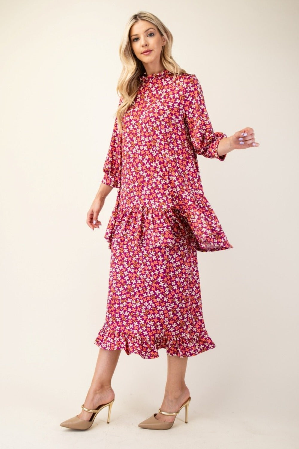 Celeste Full Size Floral Ruffled Top and Midi Skirt Set  Trendsi   