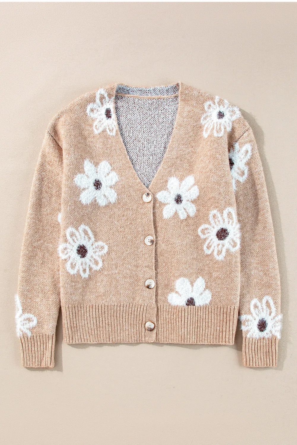 Flower Button Up Long Sleeve Cardigan  Trendsi   