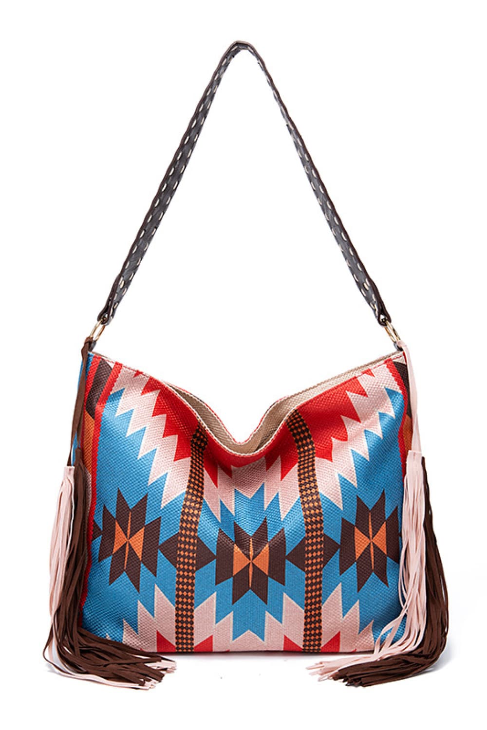 Geometric Canvas Tote Bag  Trendsi Multicolor One Size 