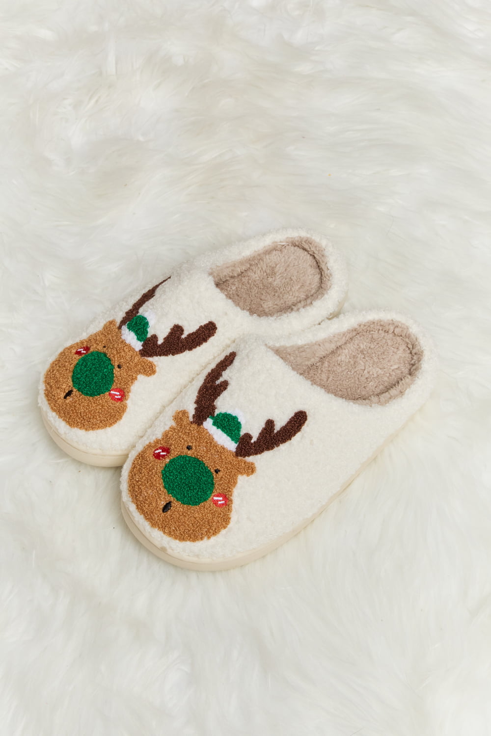 Melody Rudolph Print Plush Slide Slippers  Trendsi   