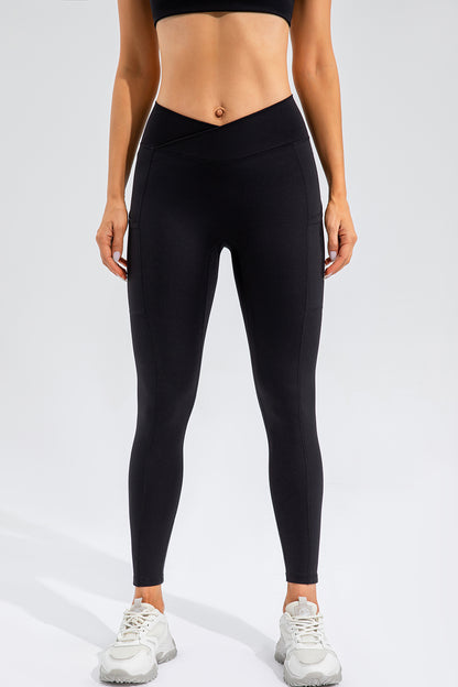 High Waist Active Leggings with Pockets  Trendsi Black S 