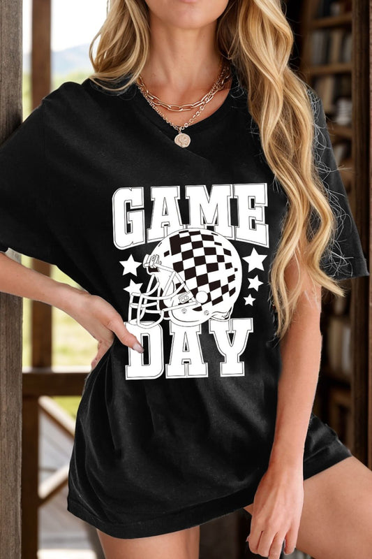 GAME DAY Round Neck Short Sleeve T-Shirt T-Shirt Trendsi Black S 